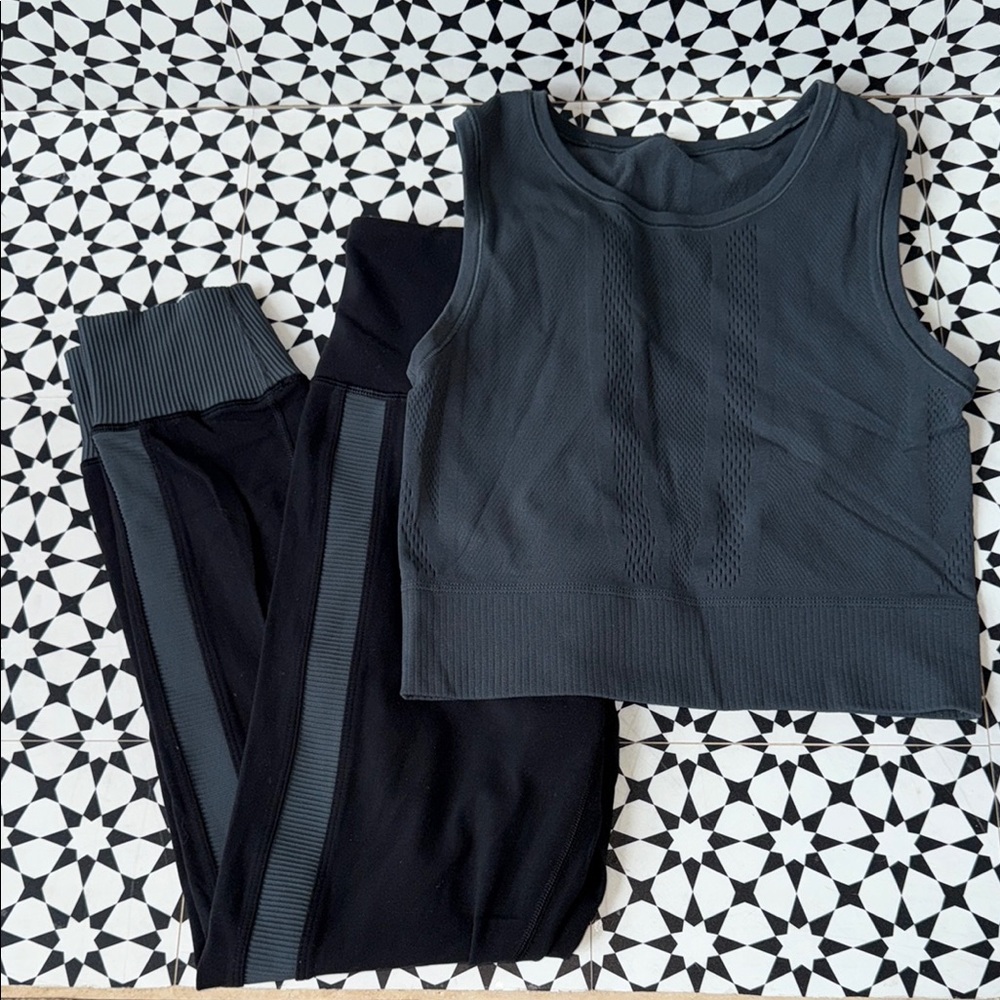 Athleta Elation Rib Trim 7/8 Legging with Matching Tank